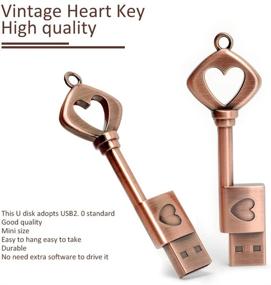 img 2 attached to 😍 LEIZHAN Metal Key USB Flash Drive 5 Pack 16GB Love Heart Shape Thumb Drive USB 2.0 Computer Memory Stick Pen Drive - Ideal Graduation Gift Pendrive