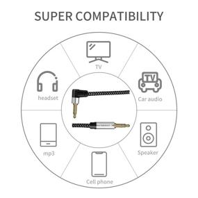 img 2 attached to 🎧 Nanxudyj 3.5mm Audio Cable 1ft - Stereo Auxiliary Cord Male to Male, 90 Degree Right Angle - Compatible for Beats, iPhone, iPod, iPad, Tablets, Speakers - 24K Gold Plated