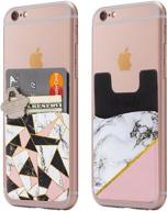📱 marble stick-on wallet card holder phone pocket for iphone, android, and all smartphones (shattered) - pack of two logo