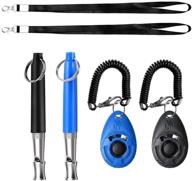 4 pack dog training whistle and clicker set by pengxiaomei - adjustable pitch dog whistle with lanyard for effective dog recall and repel training - silent training aid logo