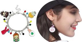 img 3 attached to 🔥 Demon Slayer Tanjiro Anime Earrings and Bracelet Set, Kimetsu no Yaiba Novelty Charm Jewelry Set