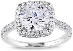 img 4 attached to PORI JEWELERS Cushion Cut Halo Solitaire Engagement Ring - 2.45 Cttw CZ, .925 Sterling Silver