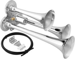 img 4 attached to Vixen Horns Train Horn for Trucks and Cars | 3 Chrome Plated Trumpets | High dB Output | Compatible with 12v Semi Trucks, Pickups, Jeeps, RVs, SUVs | Model: VXH3114LC