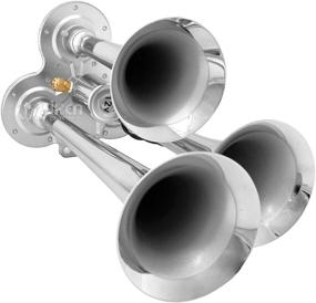 img 1 attached to Vixen Horns Train Horn for Trucks and Cars | 3 Chrome Plated Trumpets | High dB Output | Compatible with 12v Semi Trucks, Pickups, Jeeps, RVs, SUVs | Model: VXH3114LC