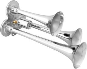 img 3 attached to Vixen Horns Train Horn for Trucks and Cars | 3 Chrome Plated Trumpets | High dB Output | Compatible with 12v Semi Trucks, Pickups, Jeeps, RVs, SUVs | Model: VXH3114LC