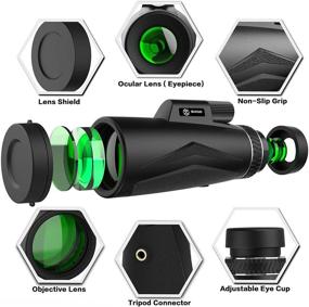 img 2 attached to 🔭 High Power 12x50 Monocular Telescope for Adults Kids - SIXGO HD Bak4 Prism, with Smartphone Adapter, Tripod - Ideal for Birdwatching, Hunting, Hiking, Camping, Sightseeing (Grey)