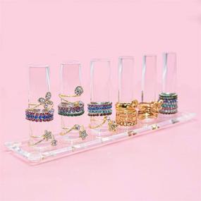 img 1 attached to 🐸 FROG SAC 6 Rod Ring Holder Jewelry Stand: Clear Acrylic Ring Display Organizer for Girls Room and Women - Small Cylinder Storage for Multiple Rings