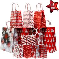 🎁 metallic silver finish christmas gift bags variety pack - set of 12 (4 bags in each size) logo