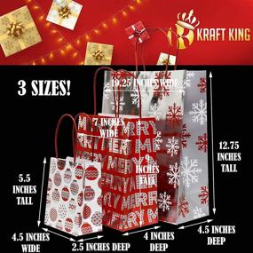 img 3 attached to 🎁 Metallic Silver Finish Christmas Gift Bags Variety Pack - Set of 12 (4 Bags in Each Size)