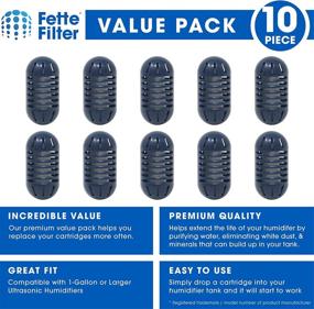 img 3 attached to 💦 Fette Filter - Pack of 10 Ultrasonic Demineralization Humidifier Replacement Cartridges: Filters Mineral Deposits, Purifies Water