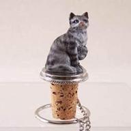 🐈 silver tabby cat wine bottle stopper - shorthair design (ctb01) by conversation concepts логотип