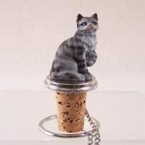 img 1 attached to 🐈 Silver Tabby Cat Wine Bottle Stopper - Shorthair Design (CTB01) by Conversation Concepts