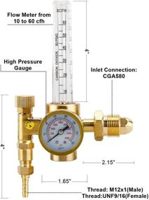 img 3 attached to 🔧 HighFree Argon Flow Regulator for Welding CGA580 Miller Lincoln MIG TIG, CO2 Flowmeter 10-60 CFH, Accurate 0-4000 Psi Pressure Gauge for Welder Tank