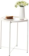 sufesa small round metal white side table - removable tray end table for living room bedroom logo