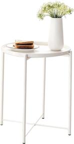 img 4 attached to Sufesa Small Round Metal White Side Table - Removable Tray End Table for Living Room Bedroom