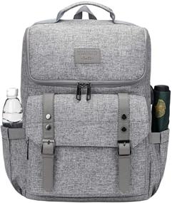 img 3 attached to Stylish Vintage Grey Laptop Backpack with USB Charging Port - Perfect for Women, Men, School, College, and Travel - Fits 15.6 Inch Laptop