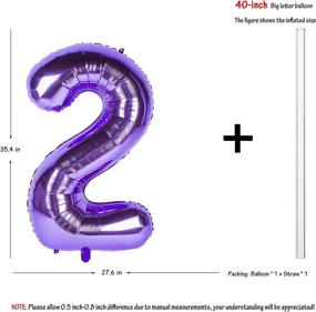 img 3 attached to 🎈 40 Inch Purple Number Helium Foil Birthday Party Digit Balloons (Purple 2) – Perfect Decoration for Milestone Celebrations!