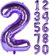 🎈 40 inch purple number helium foil birthday party digit balloons (purple 2) – perfect decoration for milestone celebrations! логотип