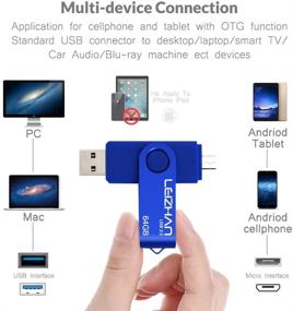 img 2 attached to 📱 LEIZHAN 64 ГБ OTG Micro USB флеш-накопитель Blue Android Phone Pen Drive USB 2.0 Флеш-память для Samsung Galaxy, Xiaomi, LG, Sony, OnePlus, HTC, Meizu