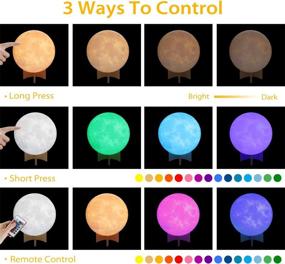 img 3 attached to 🌕 Moon Lamp - Stunning 16-Color 3D Print LED Moon Light: Dimmable, with Stand, Remote & Touch Control - Perfect Gift for Kids, Boys, Girls, Lovers, Friends - USB Rechargeable for Birthdays and Christmas