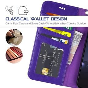 img 2 attached to 📱 Arae Wallet Case for iPhone XR 2018 - Stylish PU Leather Flip Cover with Stand Feature, Wrist Strap, 4-Slot ID and Credit Card Pocket (Purple, 6.1 inch)