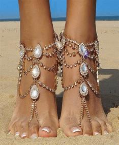 img 3 attached to 💎 Elegant Design: Bienvenu 2Pcs Barefoot Sandals with Sparkling Crystal Clear Rhinestone