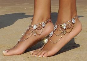 img 1 attached to 💎 Elegant Design: Bienvenu 2Pcs Barefoot Sandals with Sparkling Crystal Clear Rhinestone
