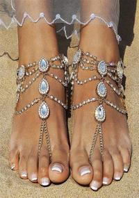 img 2 attached to 💎 Elegant Design: Bienvenu 2Pcs Barefoot Sandals with Sparkling Crystal Clear Rhinestone