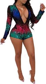 img 3 attached to 💃 Sparkly Colorful Jumpsuit Playsuit: Stylish Women's Clothing by Misemiko