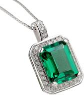 💚 exquisite newshe green created emerald sapphire pendant necklace: elegant women's jewelry, 925 sterling silver 18" chain logo