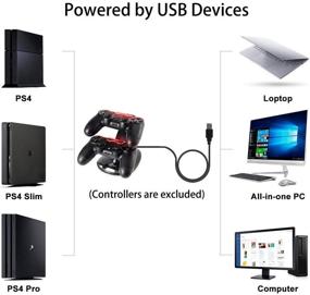 img 3 attached to Док-станция для зарядки геймпадов PS4 с двумя USB-портами быстрой зарядки и светодиодным индикатором - черная.