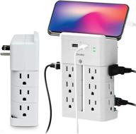 🔌 aduro wall mount surge protector power strip with 12 outlets and 2 usb ports (2.4a) - multiple outlet splitter extender adapter with phone shelf stand in white logo