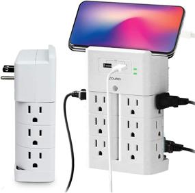 img 4 attached to 🔌 Aduro Wall Mount Surge Protector Power Strip with 12 Outlets and 2 USB Ports (2.4A) - Multiple Outlet Splitter Extender Adapter with Phone Shelf Stand in White