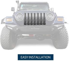 img 3 attached to 🔥 Hooke Road Chrome Front Grill Mesh Grille Inserts Cover for 1997-2006 Jeep Wrangler TJ & Unlimited - Pack of 7: A Stylish and Versatile Upgrade