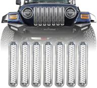 🔥 hooke road chrome front grill mesh grille inserts cover for 1997-2006 jeep wrangler tj & unlimited - pack of 7: a stylish and versatile upgrade logo