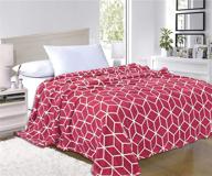 elegant comfort luxury coral flannel blanket – micro-velour ultra-softness fuzzy plush, twin/twin xl, in burgundy logo