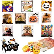 🎃 400-count self-adhesive halloween cellophane bags - happy halloween candy, cookie, treat bags for party supplies, homemade crafts, snack present packing - 10 unique styles logo