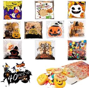 img 4 attached to 🎃 400-Count Self-Adhesive Halloween Cellophane Bags - Happy Halloween Candy, Cookie, Treat Bags for Party Supplies, Homemade Crafts, Snack Present Packing - 10 Unique Styles