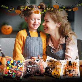 img 1 attached to 🎃 400-Count Self-Adhesive Halloween Cellophane Bags - Happy Halloween Candy, Cookie, Treat Bags for Party Supplies, Homemade Crafts, Snack Present Packing - 10 Unique Styles