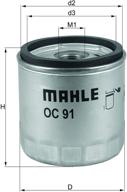 масляный фильтр mahle oc 91: непревзойденное качество и производительность для оптимальной защиты двигателя логотип