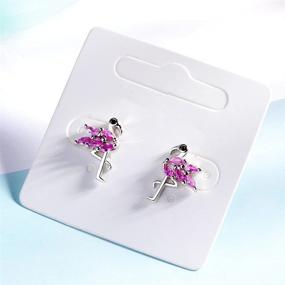 img 1 attached to 🦩 Dainty Flamingo Bird Stud Earrings for Women Girls in S925 Sterling Silver with Cubic Zirconia Small Studs - Valentine's Gift for Lover or Girlfriend