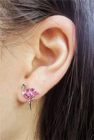 img 3 attached to 🦩 Dainty Flamingo Bird Stud Earrings for Women Girls in S925 Sterling Silver with Cubic Zirconia Small Studs - Valentine's Gift for Lover or Girlfriend