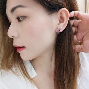 img 2 attached to 🦩 Dainty Flamingo Bird Stud Earrings for Women Girls in S925 Sterling Silver with Cubic Zirconia Small Studs - Valentine's Gift for Lover or Girlfriend