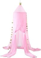 mengersi pink mosquito net bed canopy curtains with stars – perfect bedroom decoration for girls and kids, fits single to king size beds logo