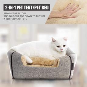 img 1 attached to 🐱 WindRacing Cat Bed for Indoor Cats - Cozy Cat Cave Bed House with Washable Cushioned Pillow, Self Warming and Soft Kitten Beds, Cat Furniture