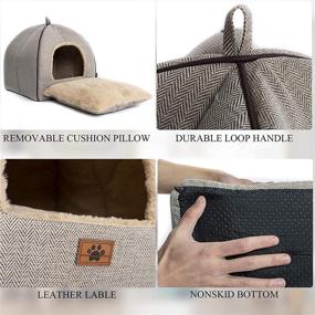 img 2 attached to 🐱 WindRacing Cat Bed for Indoor Cats - Cozy Cat Cave Bed House with Washable Cushioned Pillow, Self Warming and Soft Kitten Beds, Cat Furniture