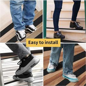 img 1 attached to 👣 High Traction Grip Tape - Heavy Duty Non Slip Tape for Outdoor/Indoor Stairs, Waterproof & Durable - 4" x 36ft, Triple Layer Adhesive - Black