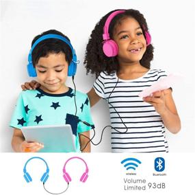 img 3 attached to 🎧 Foldable Kids Bluetooth Headphones with Volume Limiting - Wireless/Wired Stereo HD Headset, SD Card Slot, FM Radio, In-line Volume Control & Mic - Suitable for Children and Adults (Blue)