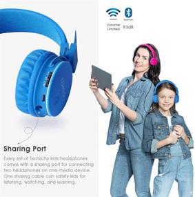 img 2 attached to 🎧 Foldable Kids Bluetooth Headphones with Volume Limiting - Wireless/Wired Stereo HD Headset, SD Card Slot, FM Radio, In-line Volume Control & Mic - Suitable for Children and Adults (Blue)