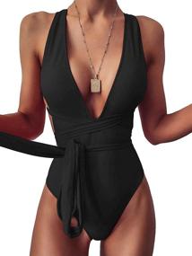 img 4 attached to Lilosy Plunge Backless Swimsuit Bathing